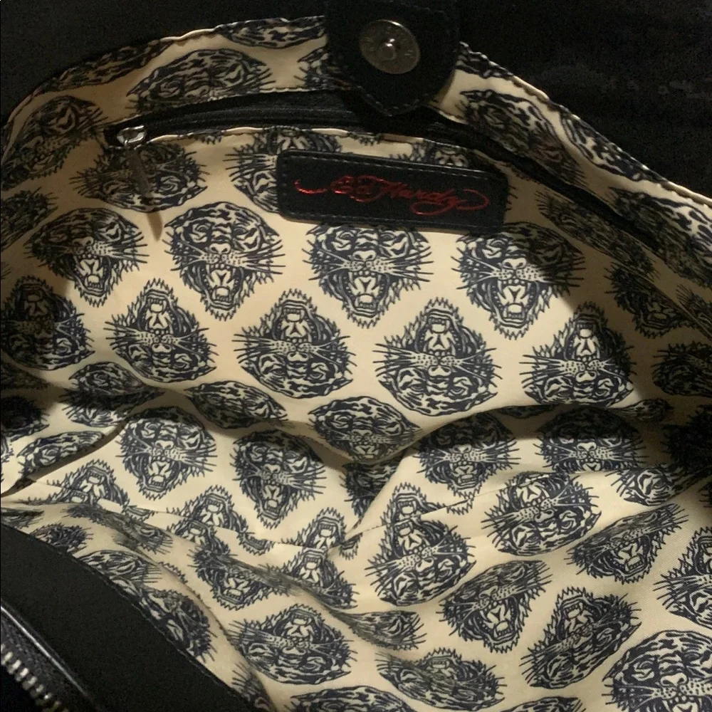 Ed Hardy Blue Floral Tattoo-Print Shoulder Bag